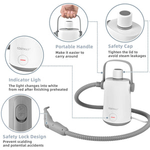 1000W Multifunction Portable Hand-held Steam Cleaner with 10 Accessories-Gray view 7