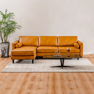 3-Seat L-Shaped Sectional Sofa Couch for Living Room-Brown view 2