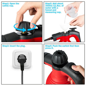 1050W Multi-Purpose Handheld Pressurized Steam Cleaner-Red view 8