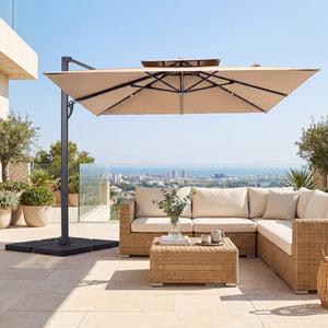 10 FT Aluminum Pole Patio Cantilever Umbrella with 220 LBS Base-Brown view 5