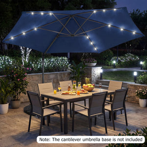 10 Feet Patio Cantilever Umbrella with Solar LED Lights-Navy view 2