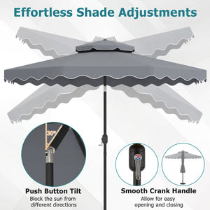 10 Feet Patio Umbrella with Push Button Tilt and Crank-Gray view 8