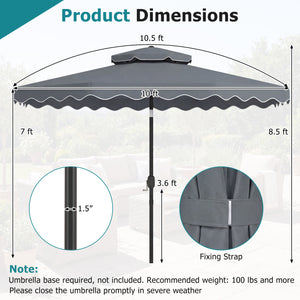 10 Feet Patio Umbrella with Push Button Tilt and Crank-Gray view 5