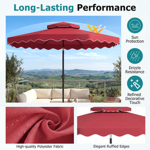 10 Feet Patio Umbrella with Push Button Tilt and Crank-Wine view 7
