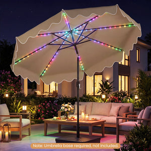 10 Feet Solar Patio Umbrella with Color-Changing LED Lights-Brown view 2