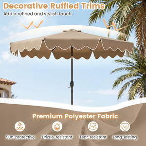 10 Feet Solar Patio Umbrella with Color-Changing LED Lights-Brown view 6