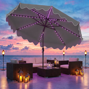 10 Feet Solar Patio Umbrella with Color-Changing LED Lights-Gray view 5