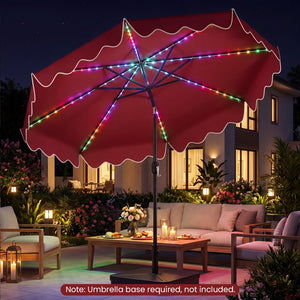 10 Feet Solar Patio Umbrella with Color-Changing LED Lights-Wine view 2