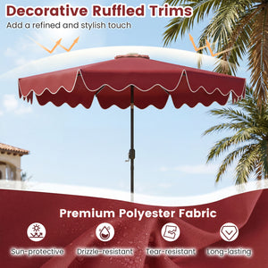 10 Feet Solar Patio Umbrella with Color-Changing LED Lights-Wine view 6