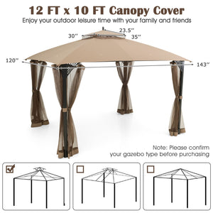 10 x 12 Feet Gazebo Replacement Top with Air Vent and Drainage Holes-Brown view 5