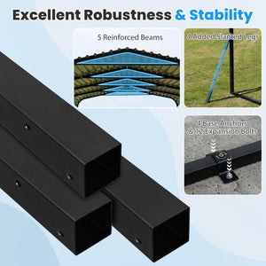 10 x 14.5 FT Heavy-Duty Carport Outdoor Galvanized Steel Garage Car Shelter with Leak-proof Roof-Black view 8