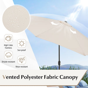 10 Feet Outdoor Patio Umbrella with Tilt Adjustment and Crank-Beige view 7