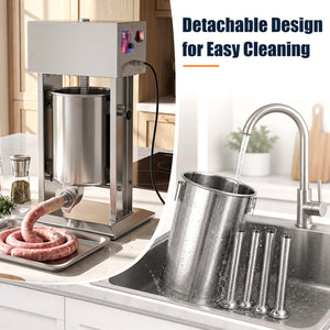 10L Electric Sausage Stuffer with 4 Stuffing Tubes Foot Pedal and Stepless Speed Control-Silver view 9