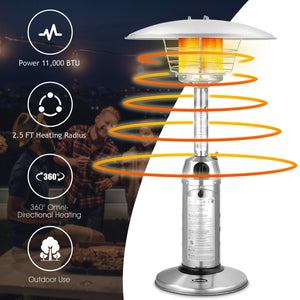 11 000BTU Portable Tabletop Patio Stainless Steel Standing Propane Heater view 7