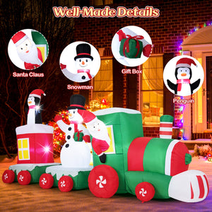 11.5 FT Christmas Inflatables Train Blow Up Santa Claus Driving Train view 7