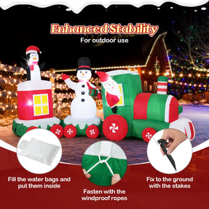 11.5 FT Christmas Inflatables Train Blow Up Santa Claus Driving Train view 9