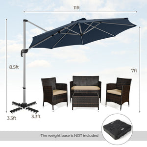11 FT Outdoor Patio Umbrella with 360° Rotation and Adjustable Tilt-Navy view 4