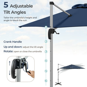 11 FT Outdoor Patio Umbrella with 360° Rotation and Adjustable Tilt-Navy view 5