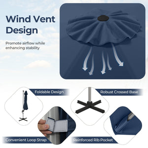 11 FT Outdoor Patio Umbrella with 360° Rotation and Adjustable Tilt-Navy view 6