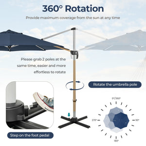 11 FT Outdoor Patio Umbrella with 360° Rotation and Adjustable Tilt-Navy view 9