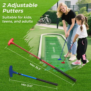 11 FT Putting Green Mat with 2 Adjustable Putters and 6 Balls view 6