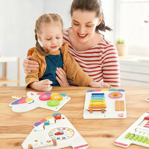 11-in-1 Dinosaur Activity Wall Busy Board Panels for Toddlers Education and Early Development-White view 6