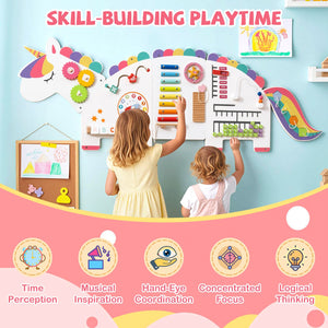 11-in-1 Dinosaur Activity Wall Busy Board Panels for Toddlers Education and Early Development-White view 9