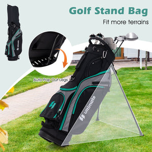 11 Pieces Complete Golf Club Package Set-Green view 5