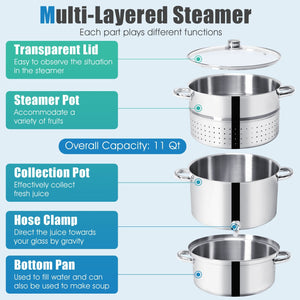 11-Quart Stainless Steel Fruit Juicer Steamer view 8