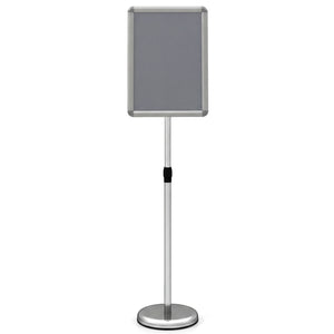 11 x 17 Inch Height Adjustable Sign Holder Stand with Snap-Open Frame-Silver