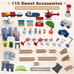 110-Piece Wooden Train Table for Toddlers 3+ Years Old view 6