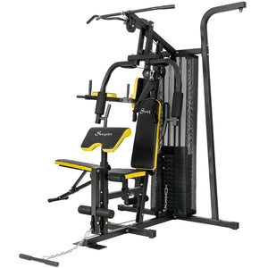 Soozier Multifunction Power Tower for Back, Chest, Arms & Leg Workouts All-in-One Home Gym with Weight Stack and Pulley System for Full Body Training