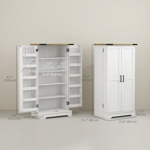Farmhouse Kitchen Pantry Storage Cabinet, Kitchen Pantry Cabinet with Doors and Adjustable Shelves, Cream White