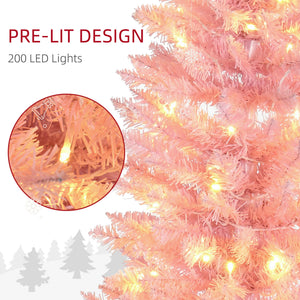 6' Pre Lit Artificial Pencil Christmas Trees, Xmas Tree with Realistic Branches and Warm White LED Lights – view 18
