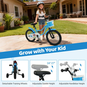 12/14/16/18 Inch Kids Bike with Training Wheels and Basket Navy Color-18 inches view 5