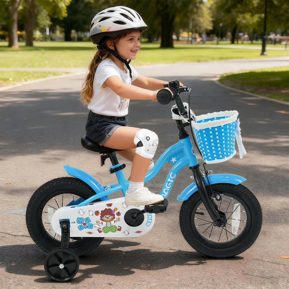 12/14/16 Inch Kids Bike with Training Wheels and Basket Navy Color-12 view 2