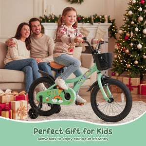 12-18 Inches Green Girls Bike for 3-8 Years Old with Basket - Spring Party-18 inches view 9