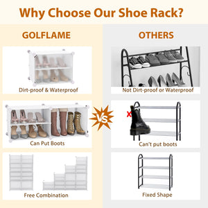 12-Cube 48 Pairs Portable Shoe Shelves with Hook-White view 8