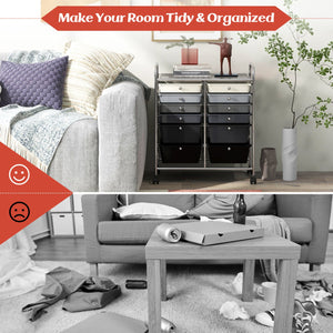 12-Drawer Rolling Storage Cart with Removable Drawers and Lockable Wheels-Gray view 9