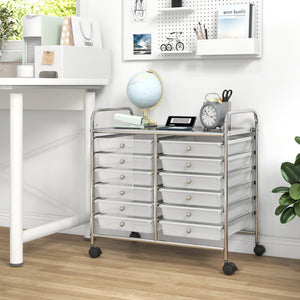 12 Drawers Rolling Storage Cart for Home and Office-Transparent view 3