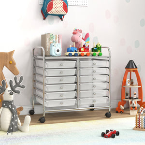 12 Drawers Rolling Storage Cart for Home and Office-Transparent view 6