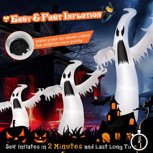 12 Feet Halloween Inflatable Ghost with LED Lights view 7