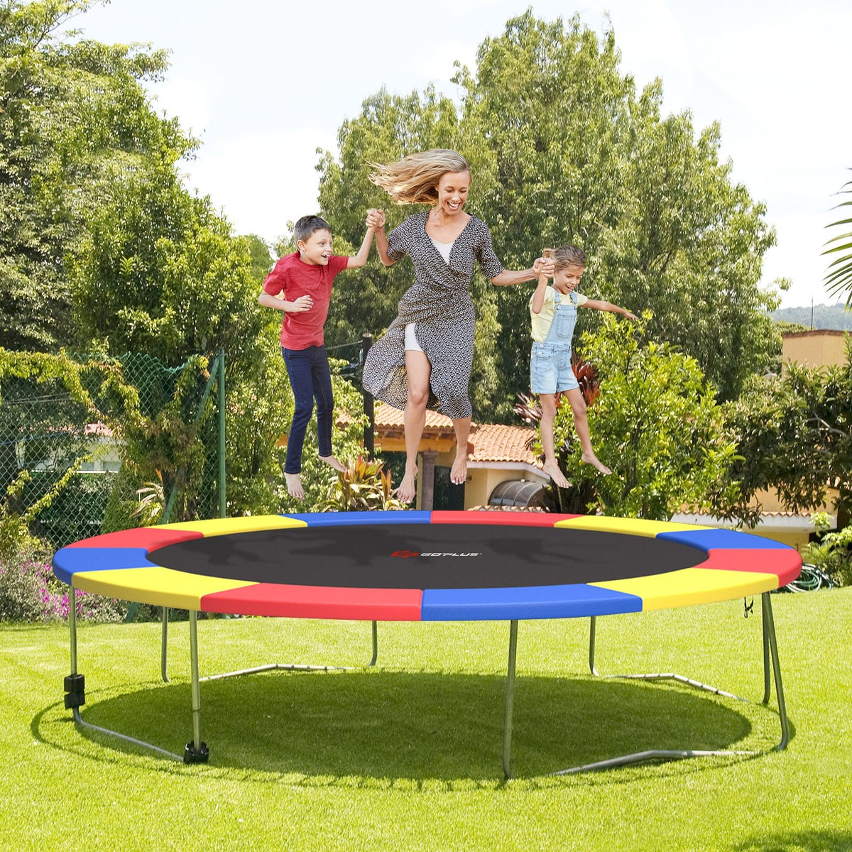 12 Feet Waterproof and Tear-Resistant Universal Trampoline Safety Pad Spring Cover-Multicolor view 2