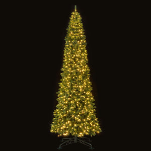 12 FT Tall Prelit Hinged Artificial Christmas Tree with 2536 PVC Branch Tips view 4