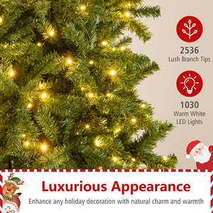 12 FT Tall Prelit Hinged Artificial Christmas Tree with 2536 PVC Branch Tips view 8