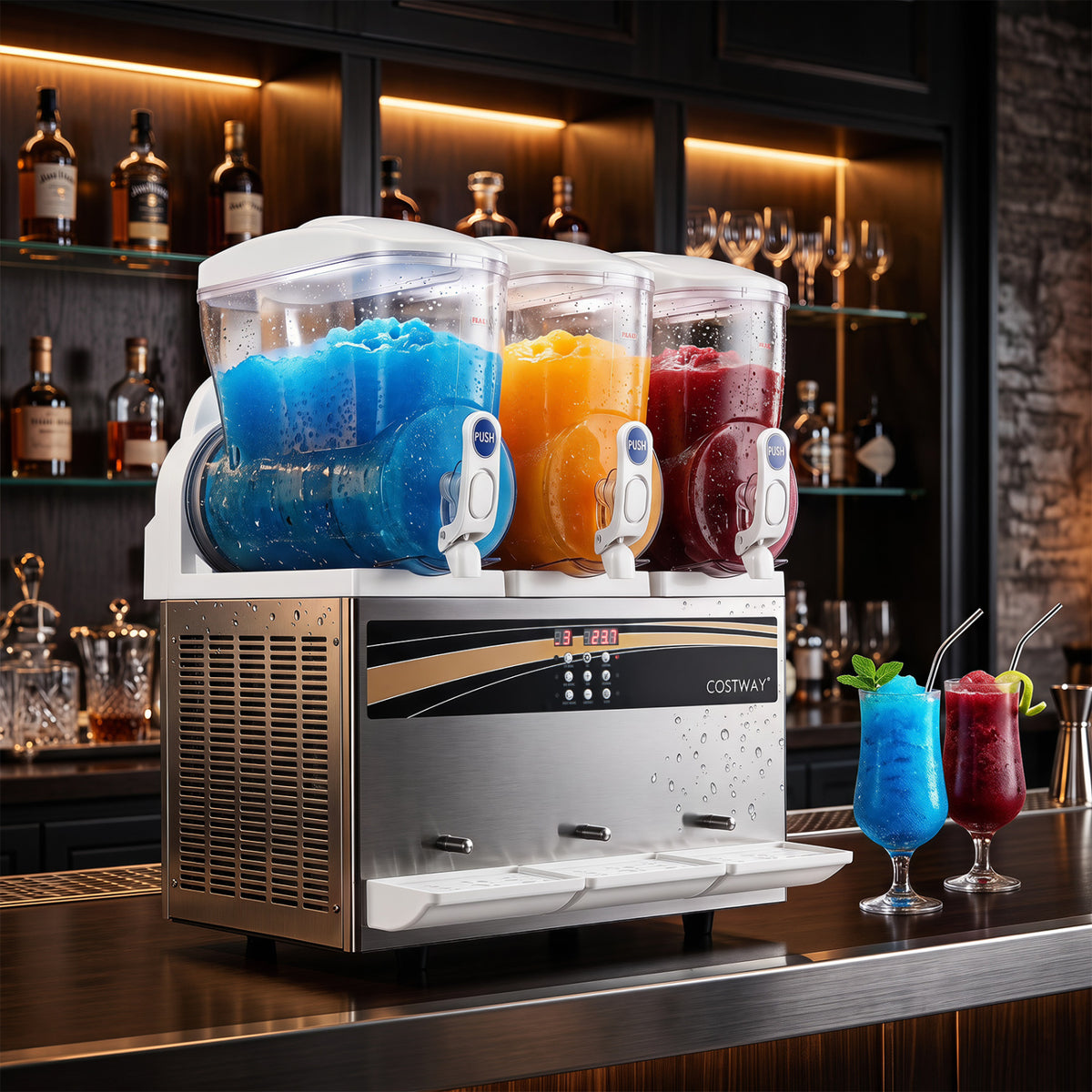 12 Gal Commercial Slushy Dispenser 4 Gal x 3 Triple Tanks Slushie Maker-Silver view 2