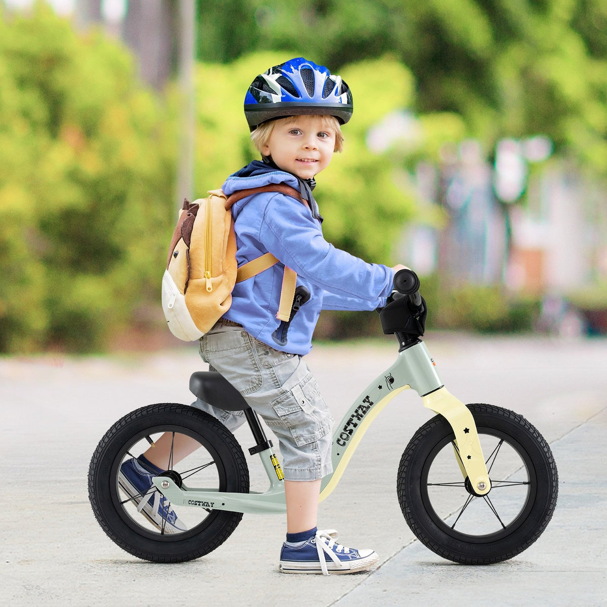 12-Inch Balance Bike with Adjustable Seat and Rotatable Handlebar for Over 36 Months Old-Green view 2