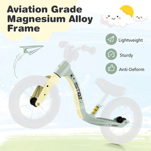 12-Inch Balance Bike with Adjustable Seat and Rotatable Handlebar for Over 36 Months Old-Green view 5