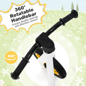 12-Inch Balance Bike with Adjustable Seat and Rotatable Handlebar for Over 36 Months Old-White view 9