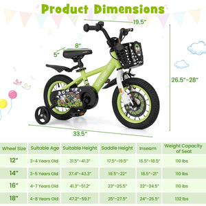 12 Inch Kids Bike Adjustable with Detachable Training Wheels for 3-4 Years Old-12 inches view 4